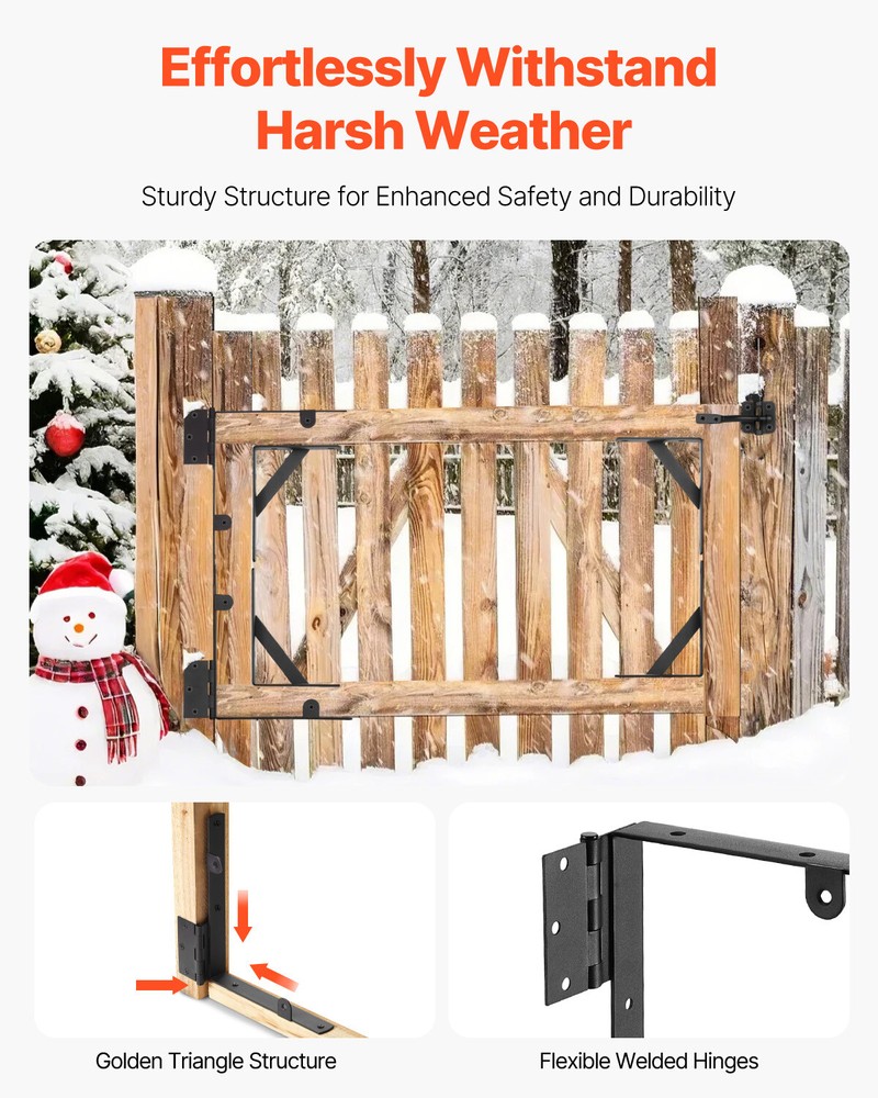 Gate Corner Brace Bracket 2 Sets Anti Sag Gate Frame Hardware Kit Iron Black