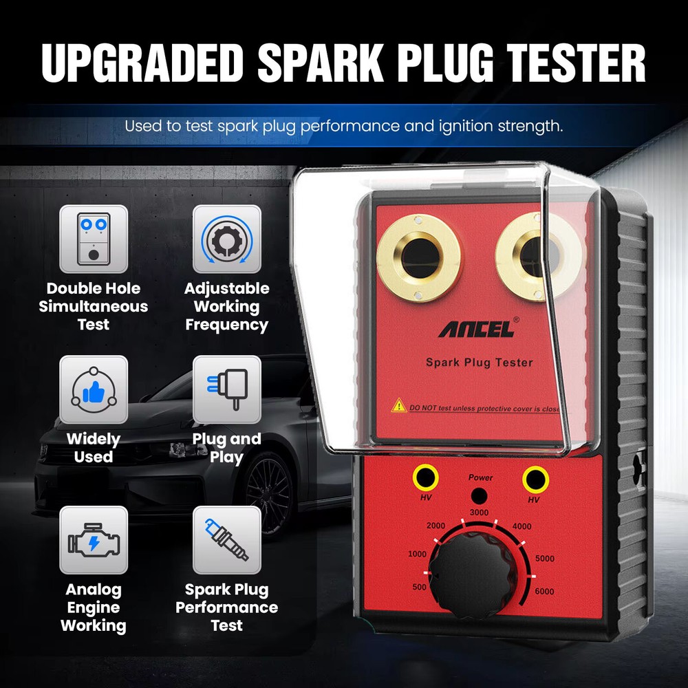 Dual Hole 12V Car Spark Plug Tester Ignition Plug Analyzer Diagnostic Detector