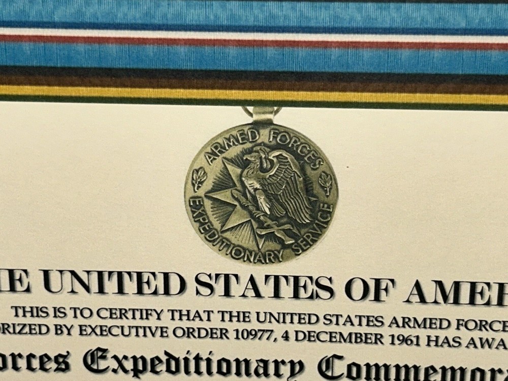 ARMED FORCES EXPEDITIONARY MEDAL COMMEMORATIVE CERTIFICATE ~ W/PRINTING TYPE-1
