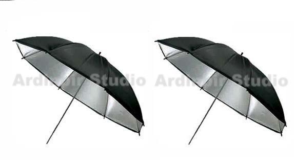 2 x 43" Black Silver Studio Flash Lighting Umbrella