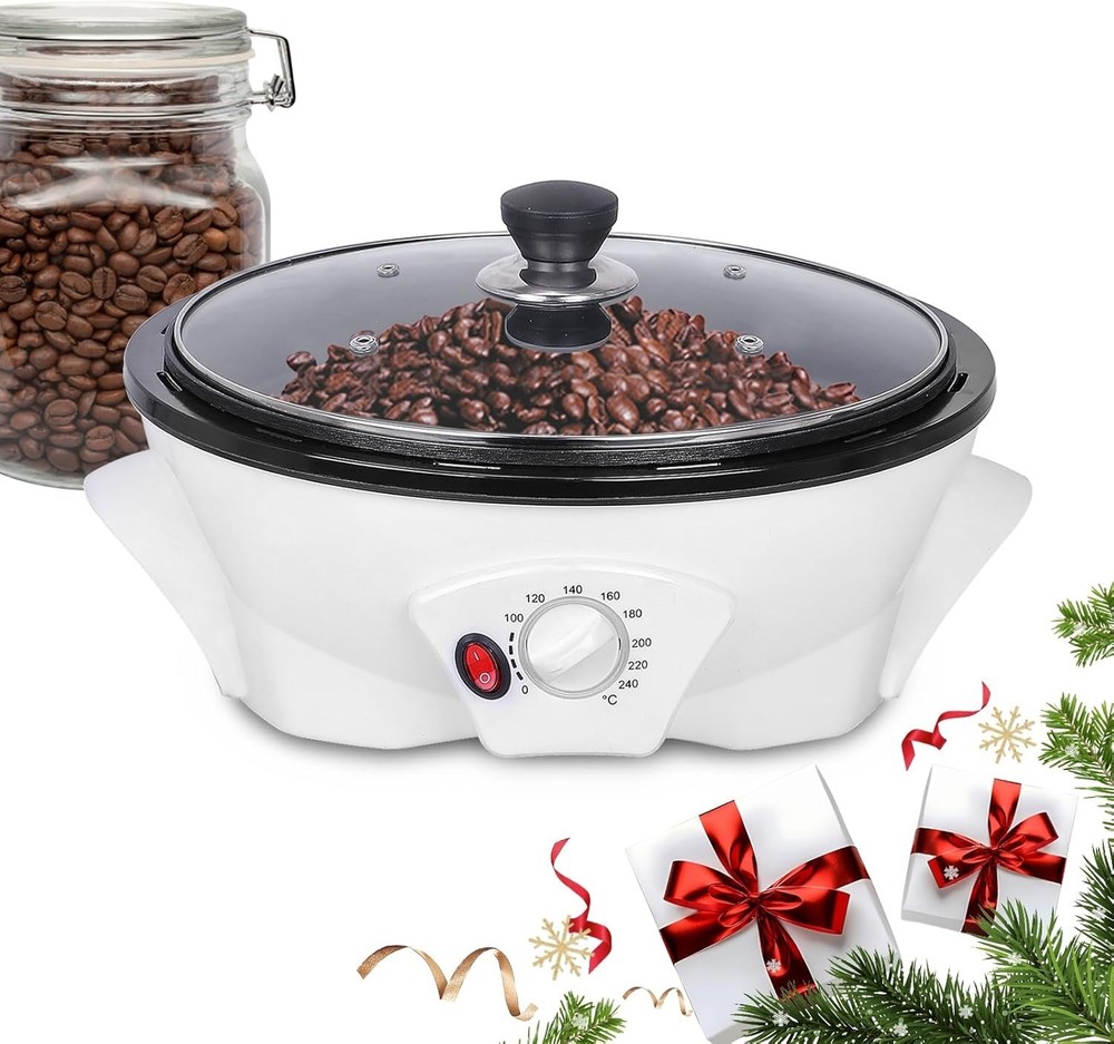 Electric Coffee Roaster Machine with Adjustable Temperature Control & Glass Lid
