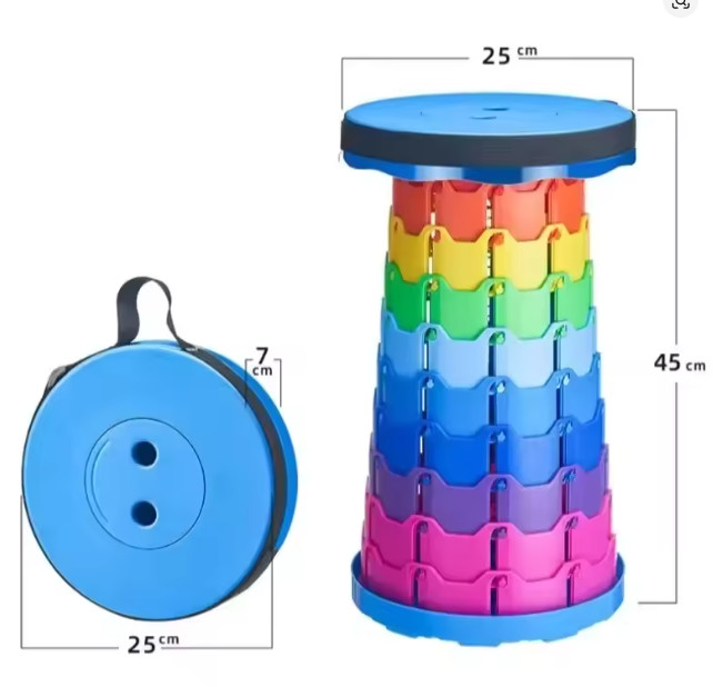 Portable Telescopic Folding Chair Adjustable Height Lightweight Camping Stool