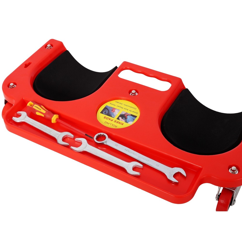 Knee Creeper with Tool Tray 360 Casters Durable Garage Workshop Red