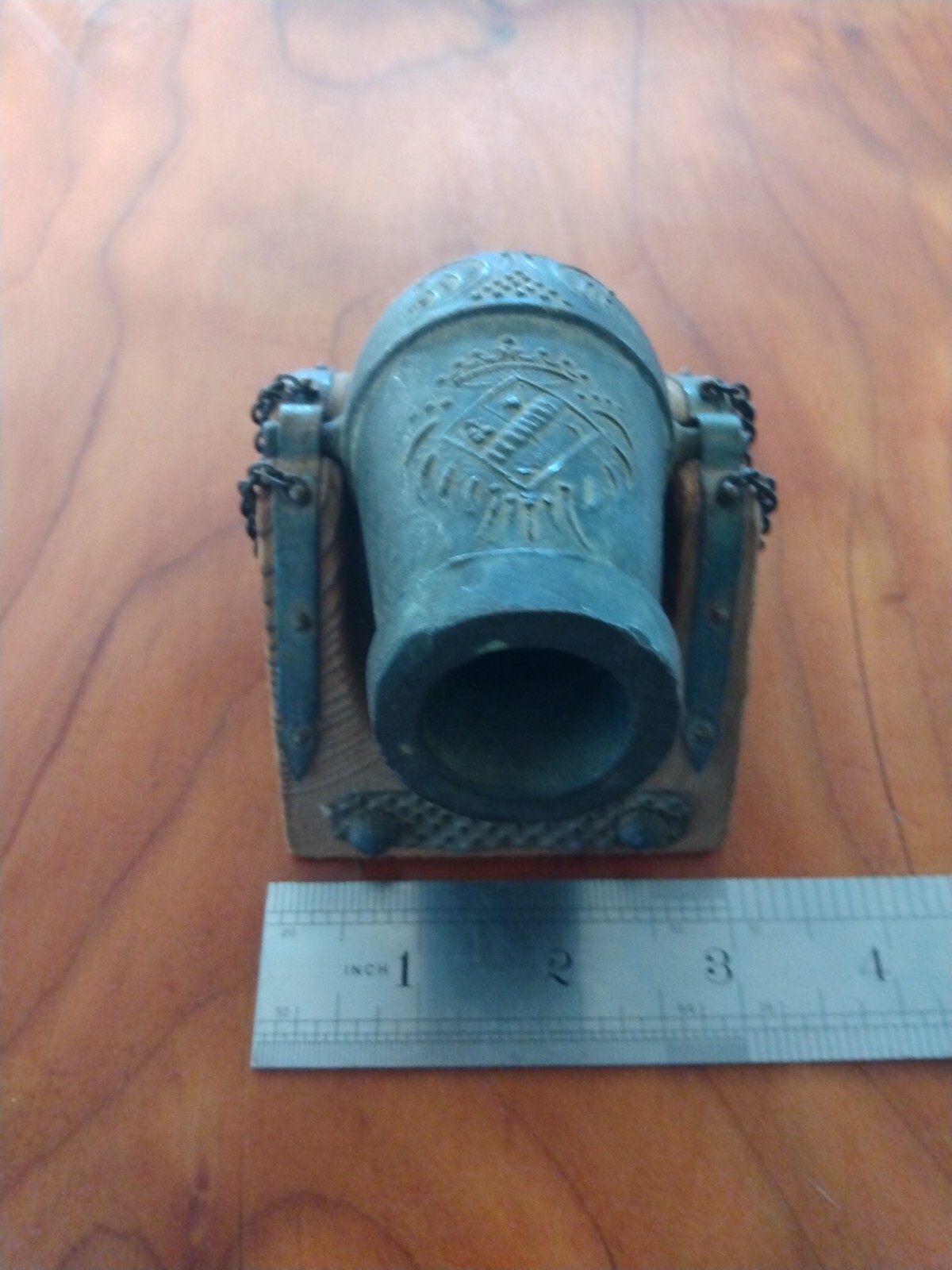 Martero Plaza Siglo XVI vintage wood cast iron miniature cannon