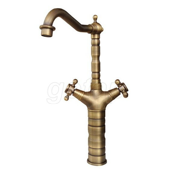 Vintage Retro Antique Brass Swivel Spout Kitchen Sink Faucet Mixer Tap