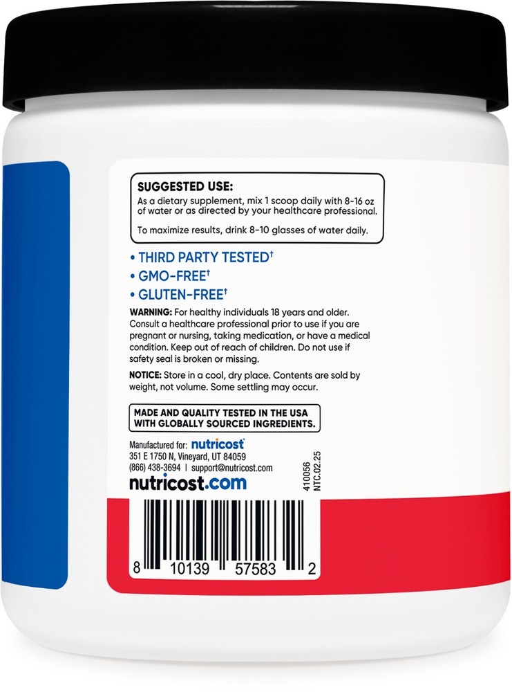 Nutricost Creatine Monohydrate + Hydration Fruit Punch Flavored, 30 Servings
