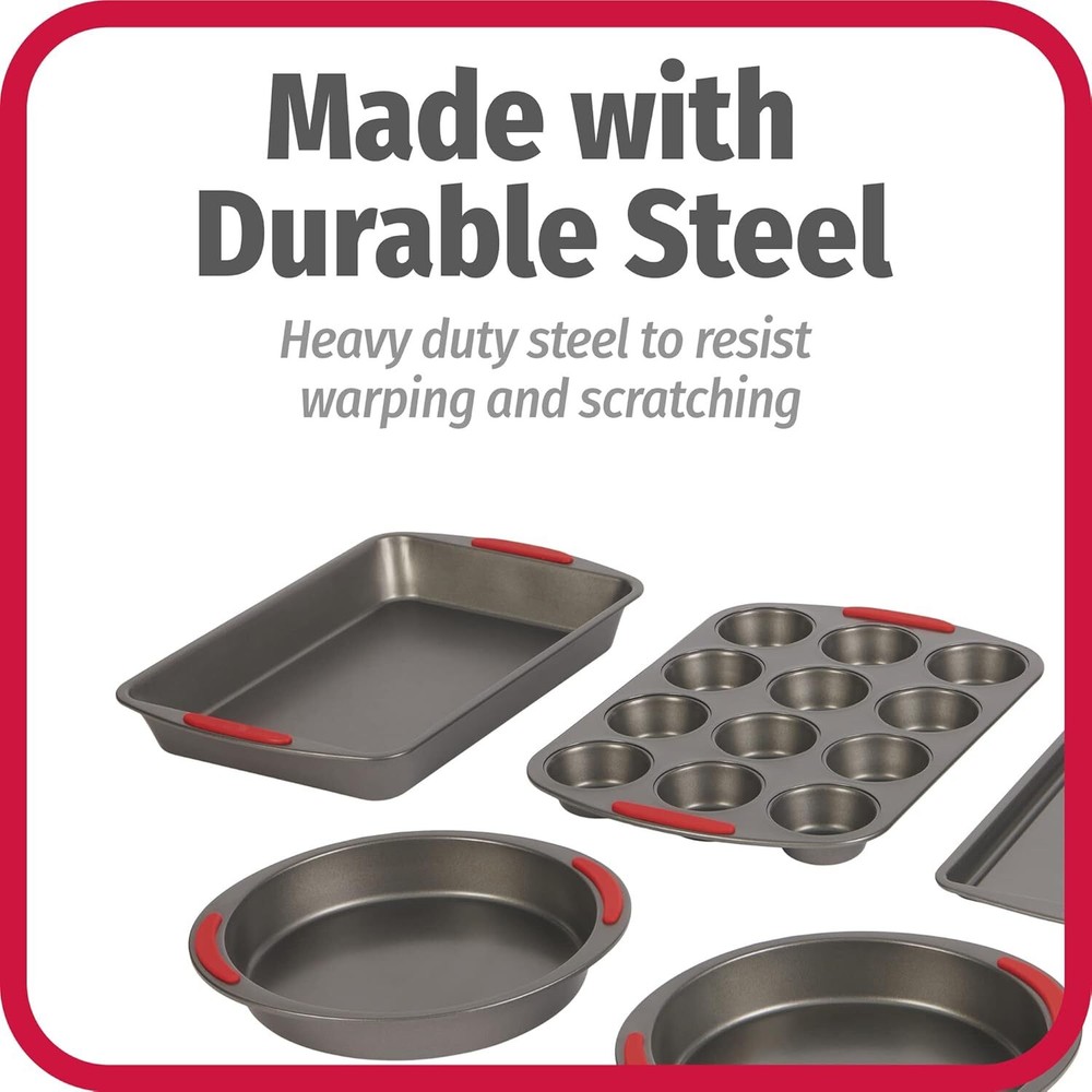 GoodCook 5-Piece Mega Grip Nonstick Bakeware Set – Cookie Sheet Pan, 2 Gray