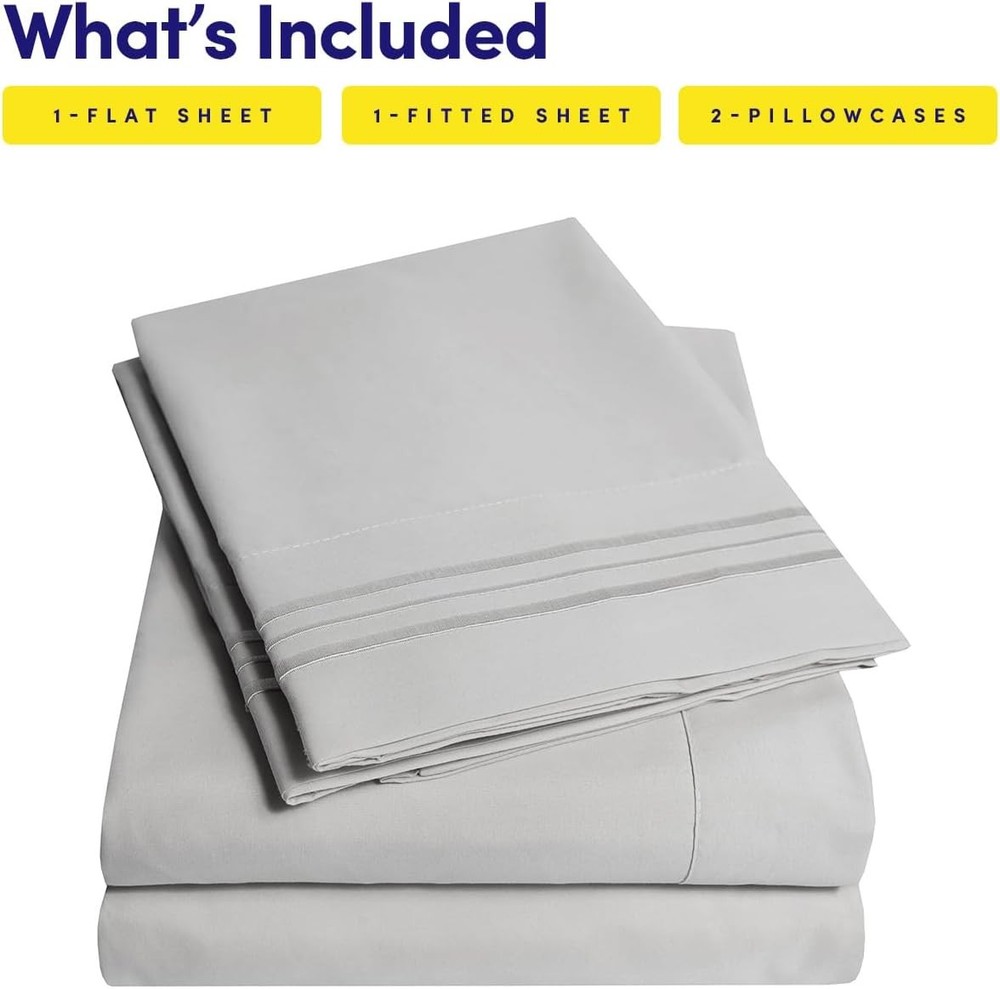 1500 Supreme Collection Queen Sheet Sets Light Gray Silver - Hotel Bed Sheets