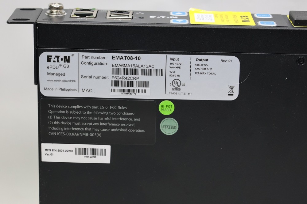 Eaton EMAT08-10 PDU Managed Rack - Black