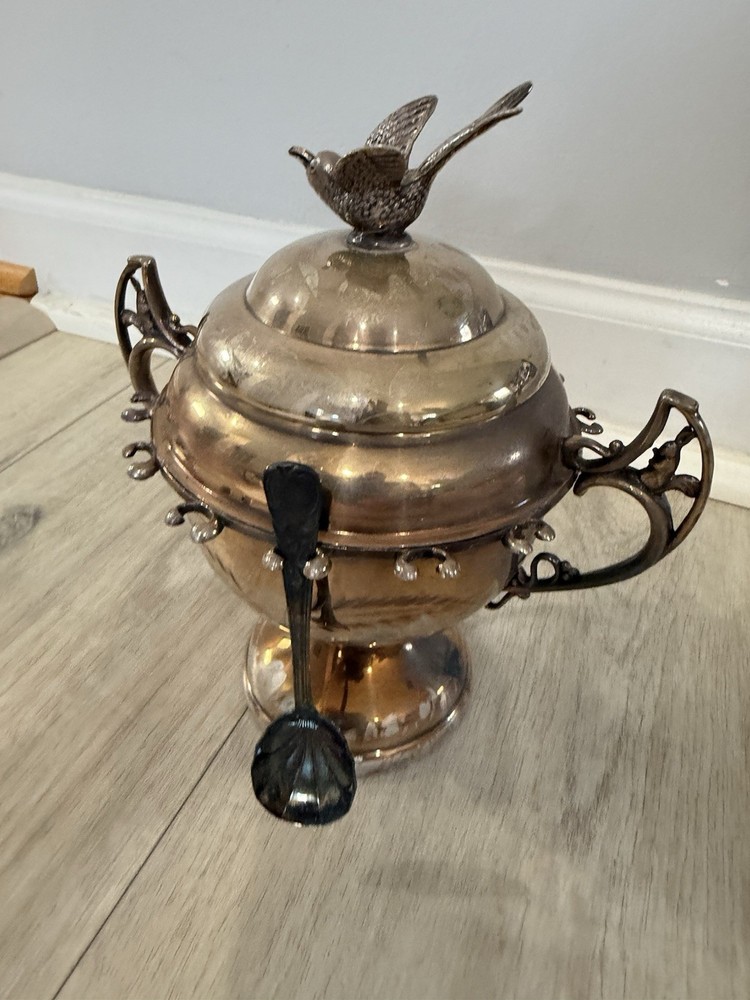 Antique Victorian Silver plated Coffee/Tea Samovar Urn With Bird Lid