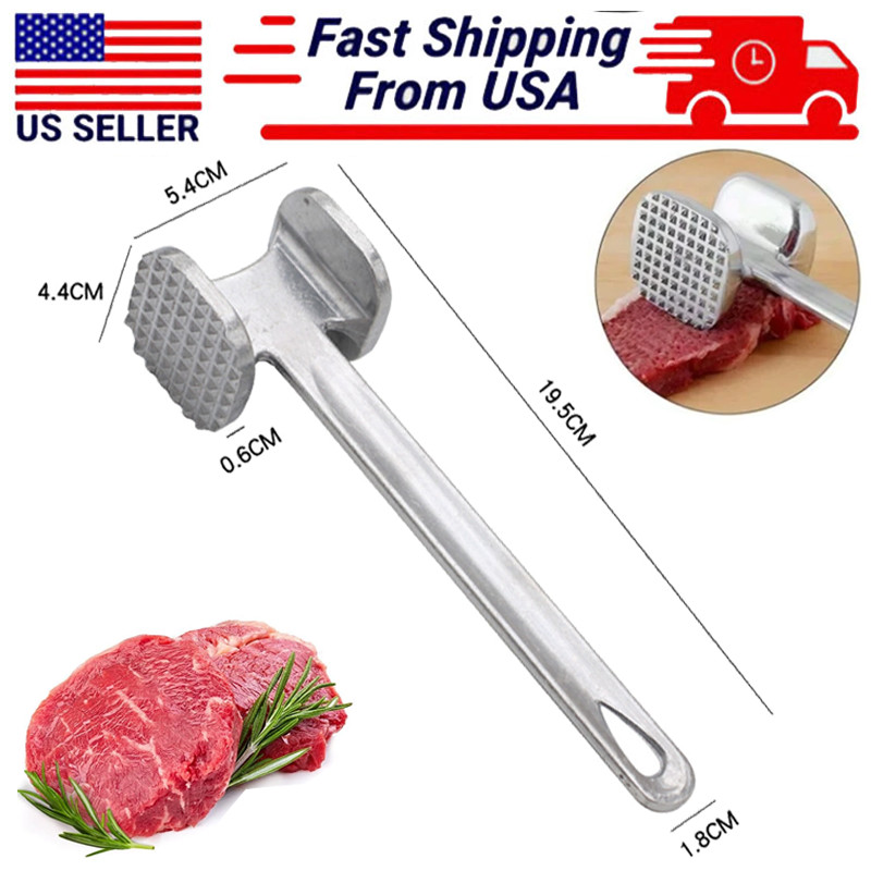 7.68" Double Side Beef Steak Mallet Pounder Meat Tenderizer Hammer Kitchen Tool