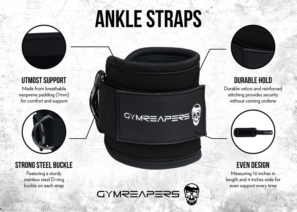 Ankle Straps (Pair) For Cable Machine Kickbacks, Glute Workouts, Lower Body E...