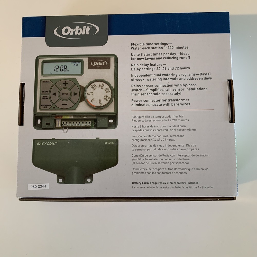 ORBIT 6 Station EASY DIAL Sprinkler Timer Lawn Program Timer 57596 Brand NEW
