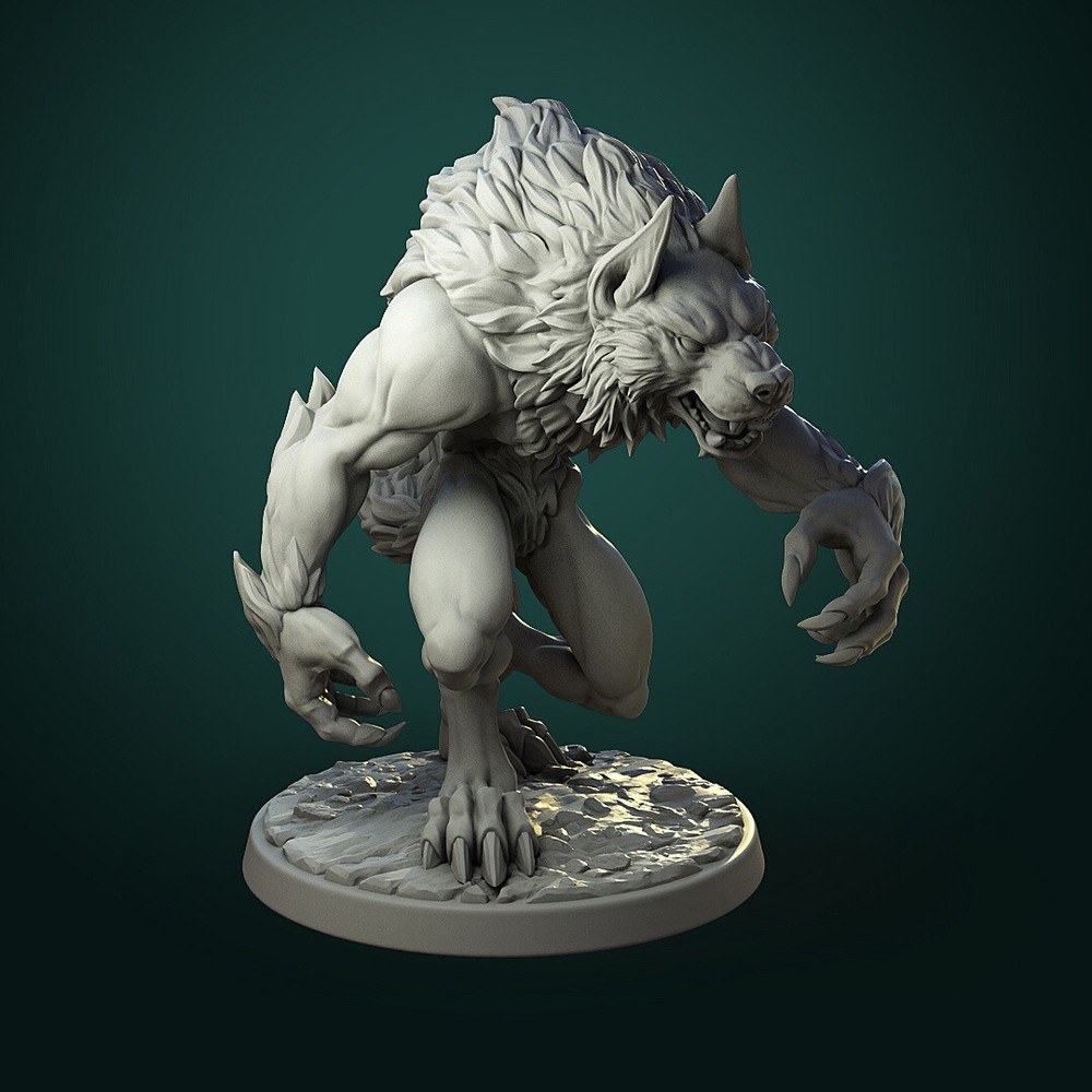 Common Werewolf Wolf Miniature | D&D DnD