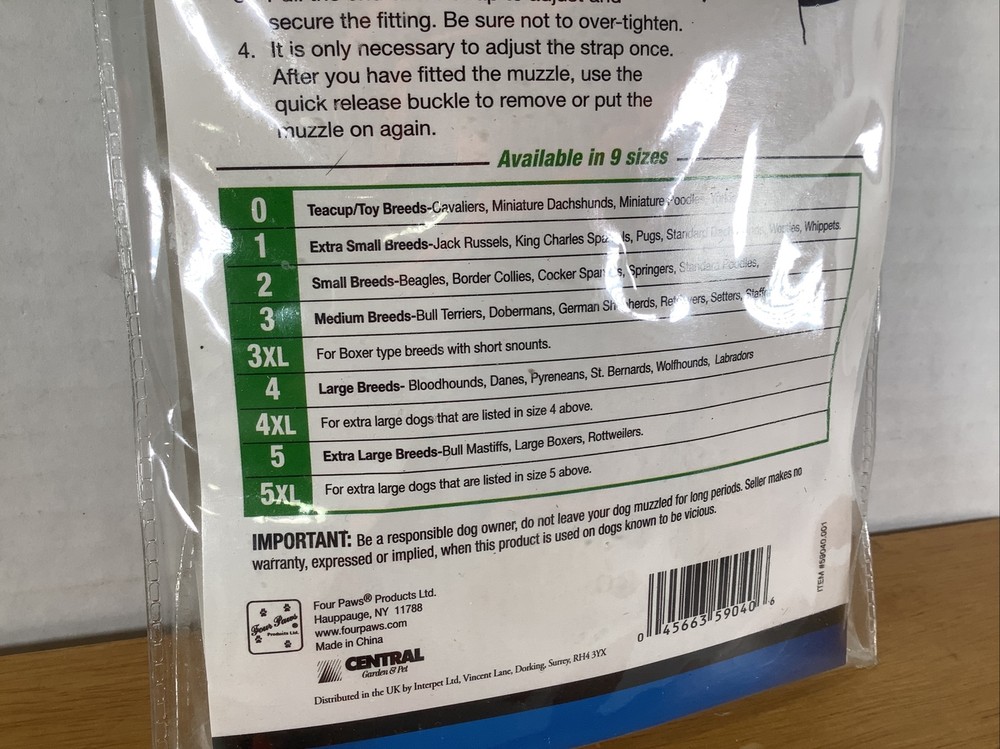 NEW Four Paws Quick Fit Muzzle For LARGE DOGS SIZE LARGE