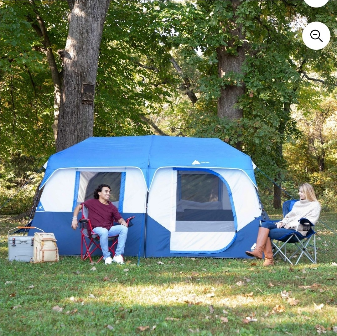 Ozark Trail 8 Person Instant Cabin Tent w/LED Lighted Poles Camping Family Tent