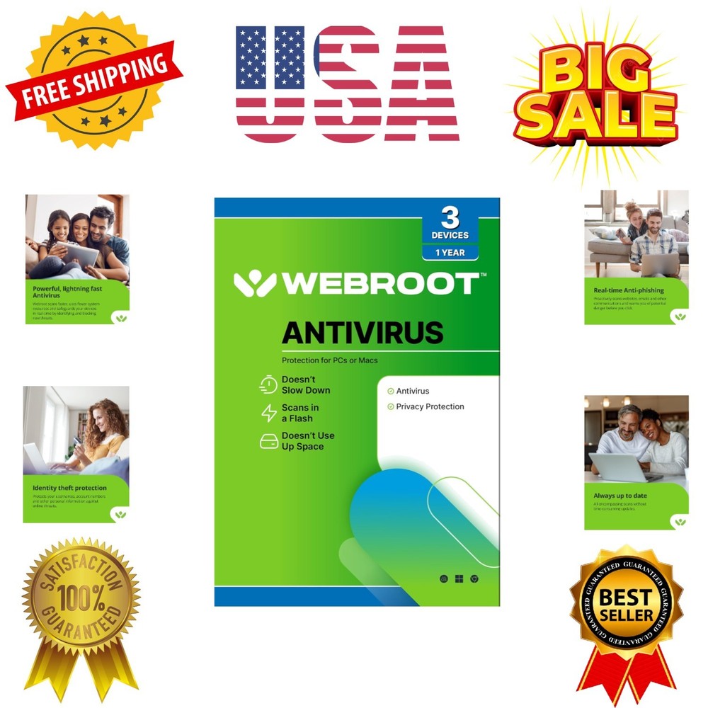 Antivirus Software 2025 | 3 Device | 1  PC/Mac with Keycard