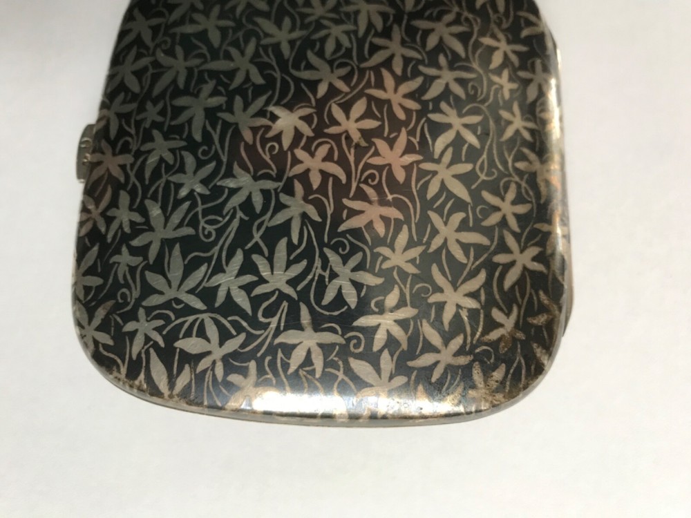 Antique Silver Niello Cigarette Case Snuffer