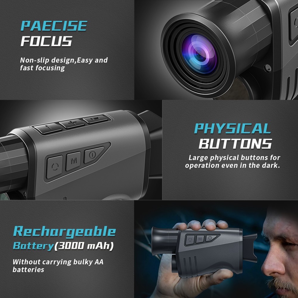 1080P Night Vision Monocular Digital Infrared Monocular Telescope 12MP 16X Zoom