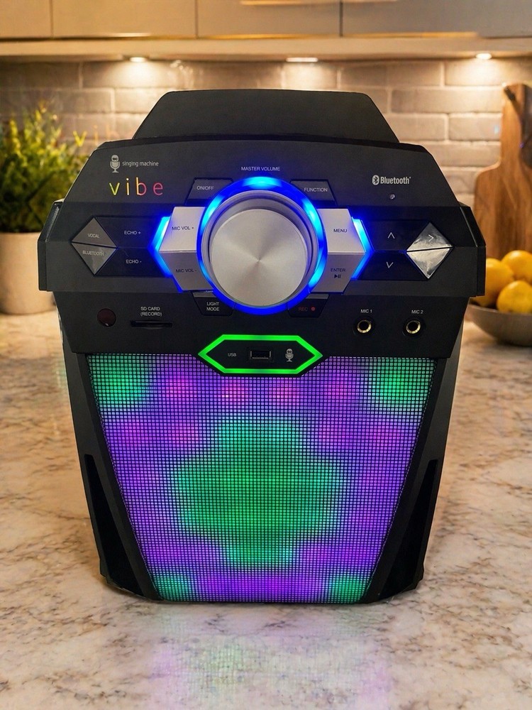 The Singing Machine Vibe Bluetooth Karaoke System w/ Mic, Echo, USB/SD, Black
