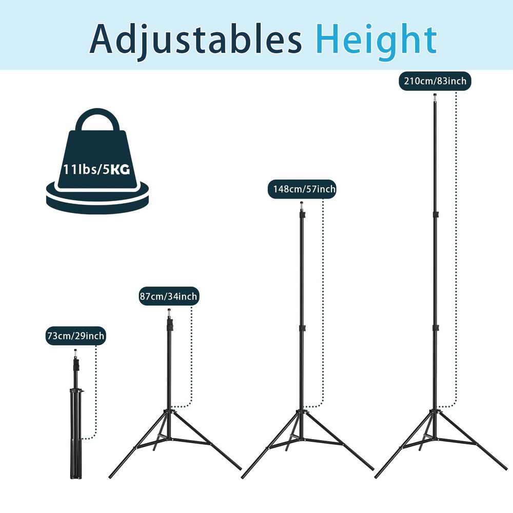Photography Tripod Stand 2 Pack Adjustable 2.5-7ft | For Camera, Light, Softbox