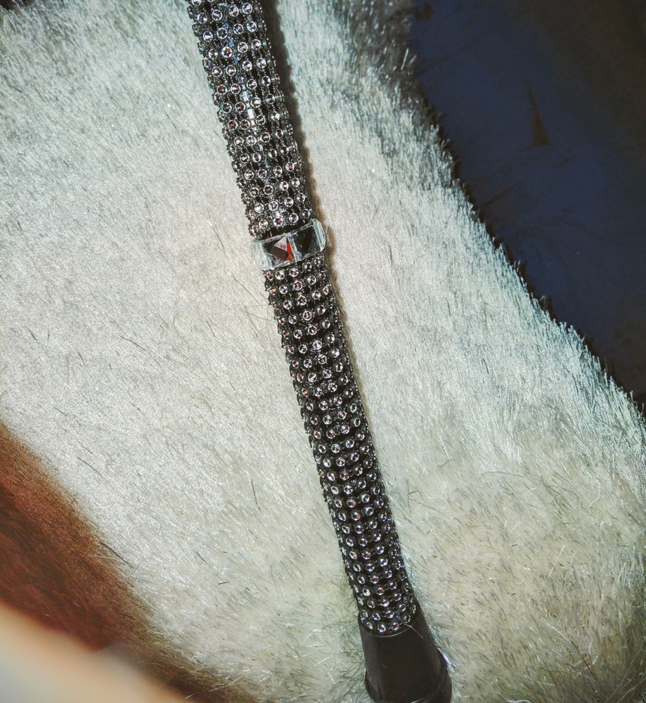 NEW REDESIGNED UPCYCLED WALKING CANE ADJUSTABLE FOLDABLE BLACK BLING-BLING...
