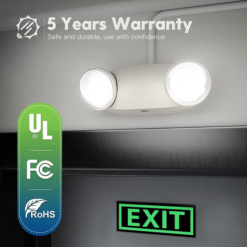 LED Emergency Exit Light Adjustable 2 Round Head With Battery Back-up UL 924