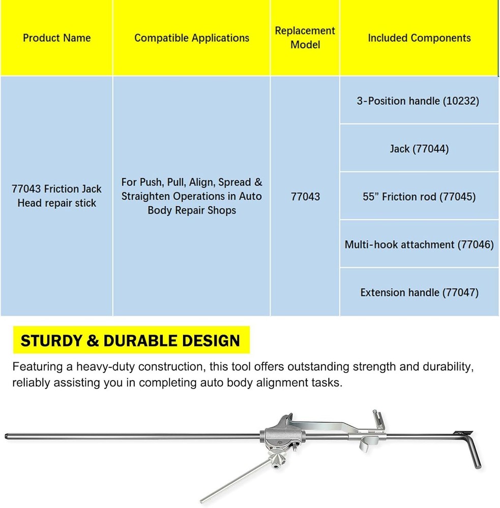 for Monkey-On-A-Stick Friction Jack Set 55" Solid Alloy Rod Tool Versatile 77043
