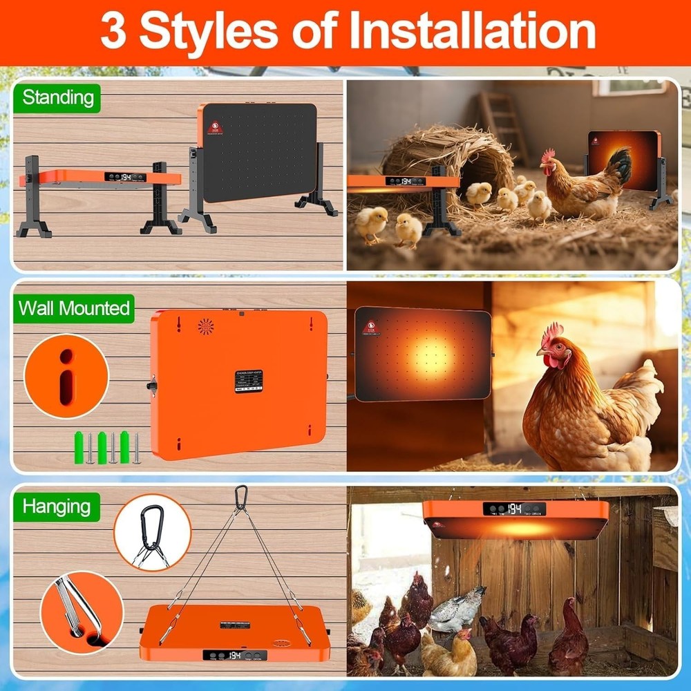 Chicken Coop Heater,200 Watts Chicks Brooder Heater with Overheating 173