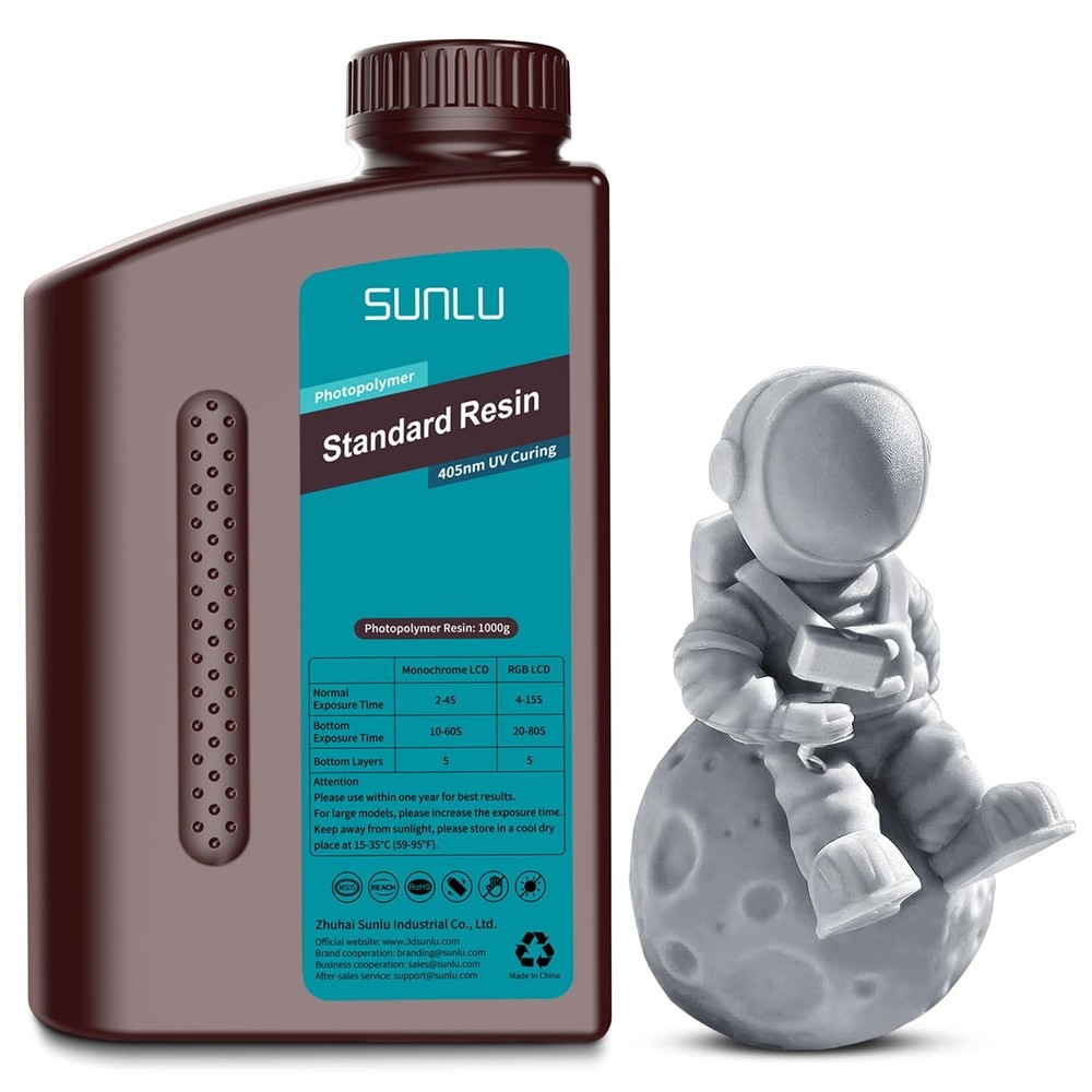 1000g Grey 3D Printer Resin - Compatible with LCD, DLP, SLA Printers