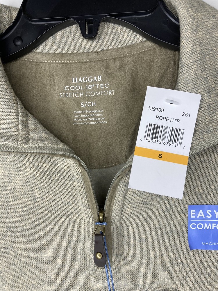 Haggar Golf 1/4 Zip Sweater Mens Small Cool 18 Tec Pullover Stretch Dry