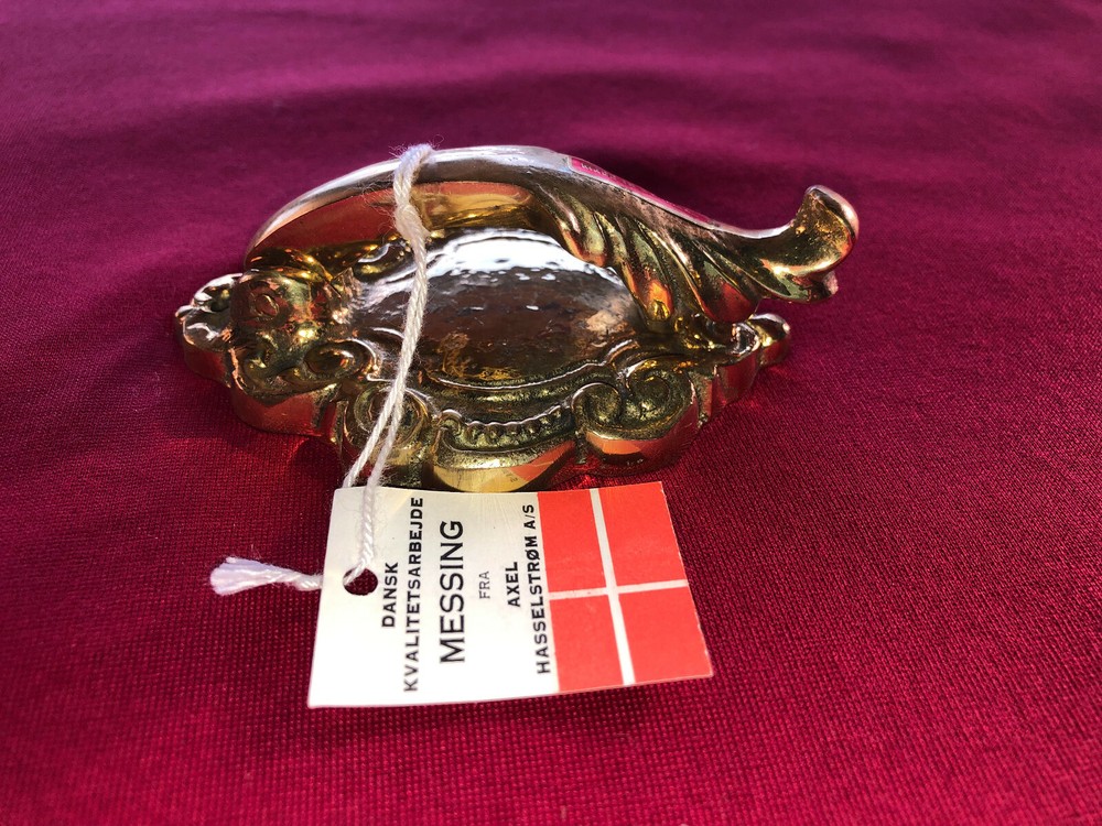 VTG Danish Solid Brass Door Knocker NOS Small ELEGANT SCROLL DESIGN DENMARK 4IN