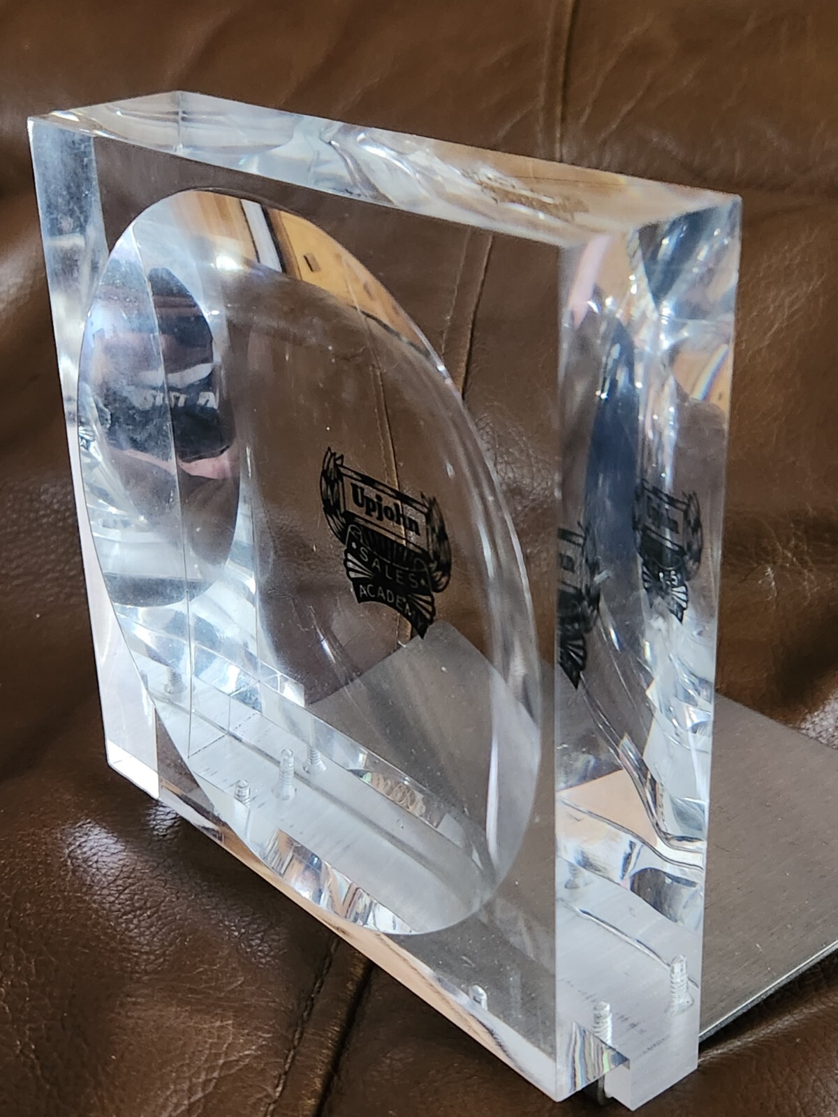 Vintage Upjohn Sales Academy Acrylic Bookends Pharmaceutical Co.