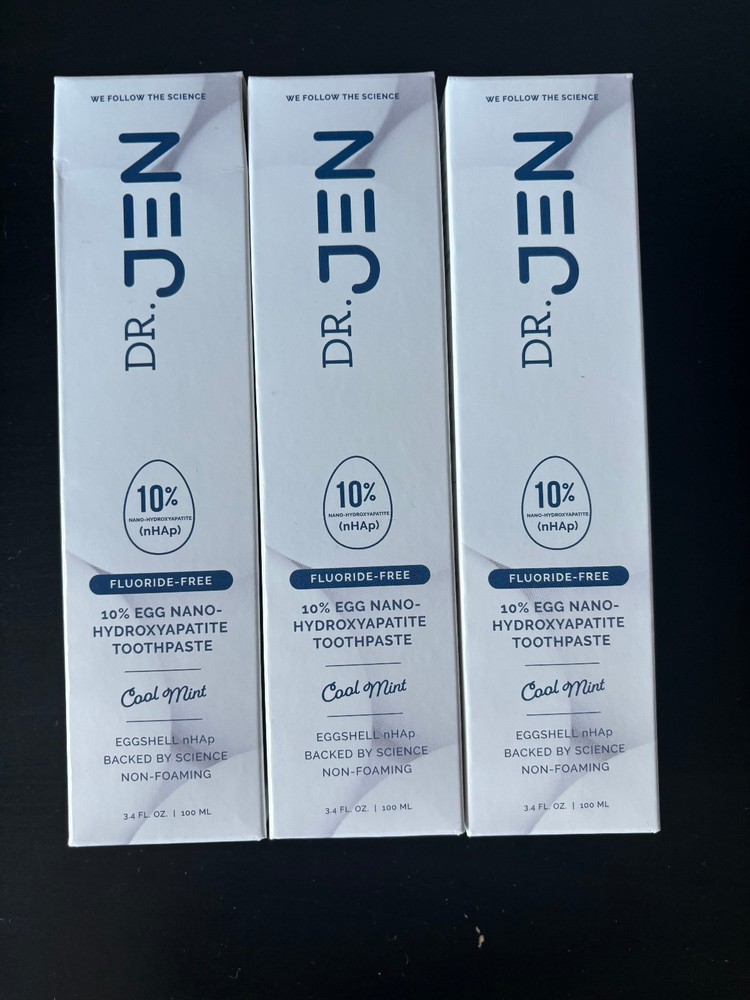 (3) Dr. Jen's Eggshell 10% Premium Nano Hydroxyapatite Toothpaste