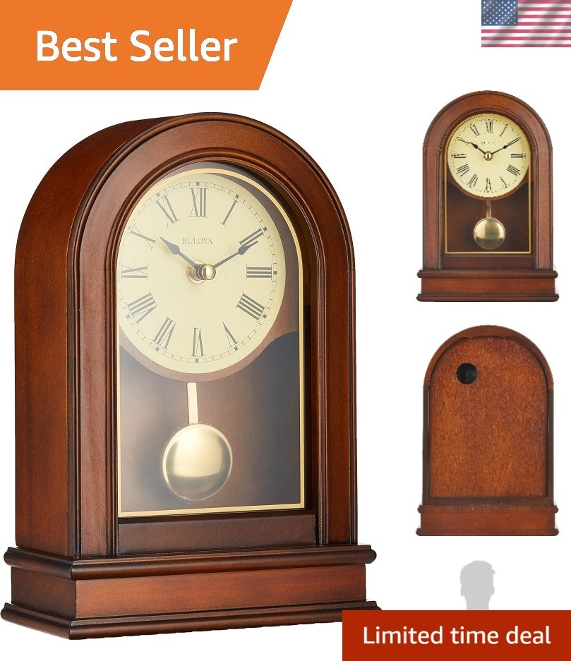 Classic Hardwick Walnut Mantel Clock with Large Analog Display - Home Essential