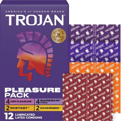 Trojan Pleasure Pack Condoms - 12 Pack