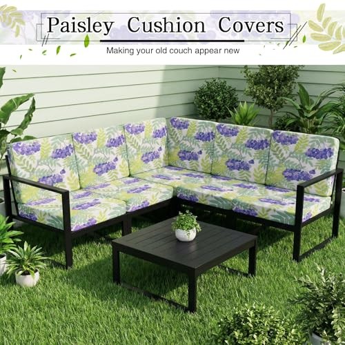 12 Pcs Patio Cushion Covers Outdoor Stretch Sofa Couch Colorful Fruits Leaf