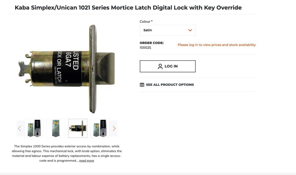 Kaba SimplexD6-PKG-1781 1995 1/2" Floating Front Throw Latch 2-3/4" Backset 6GA7