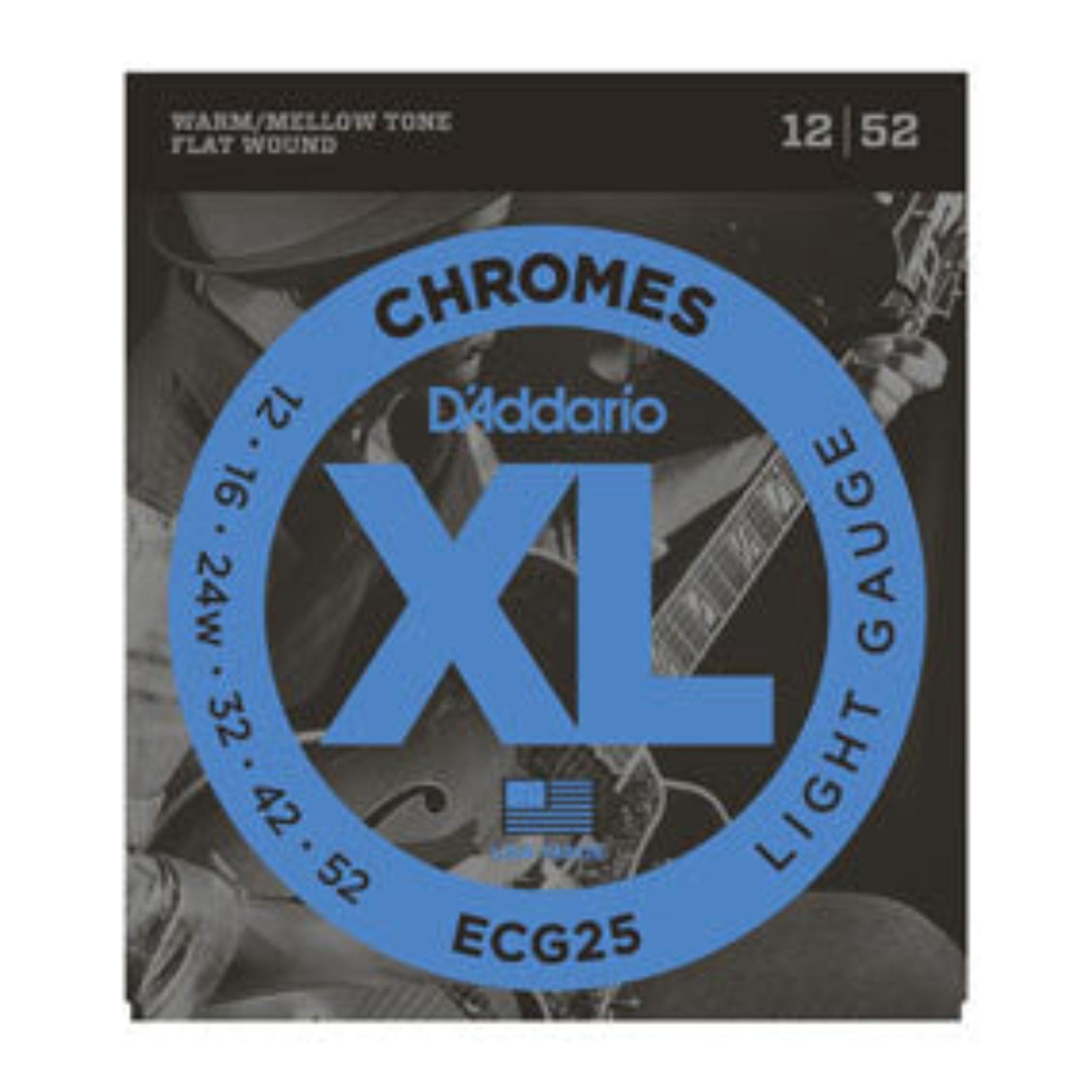 Used D'Addario ECG25 Chromes Flat Wound, Light, 12-52