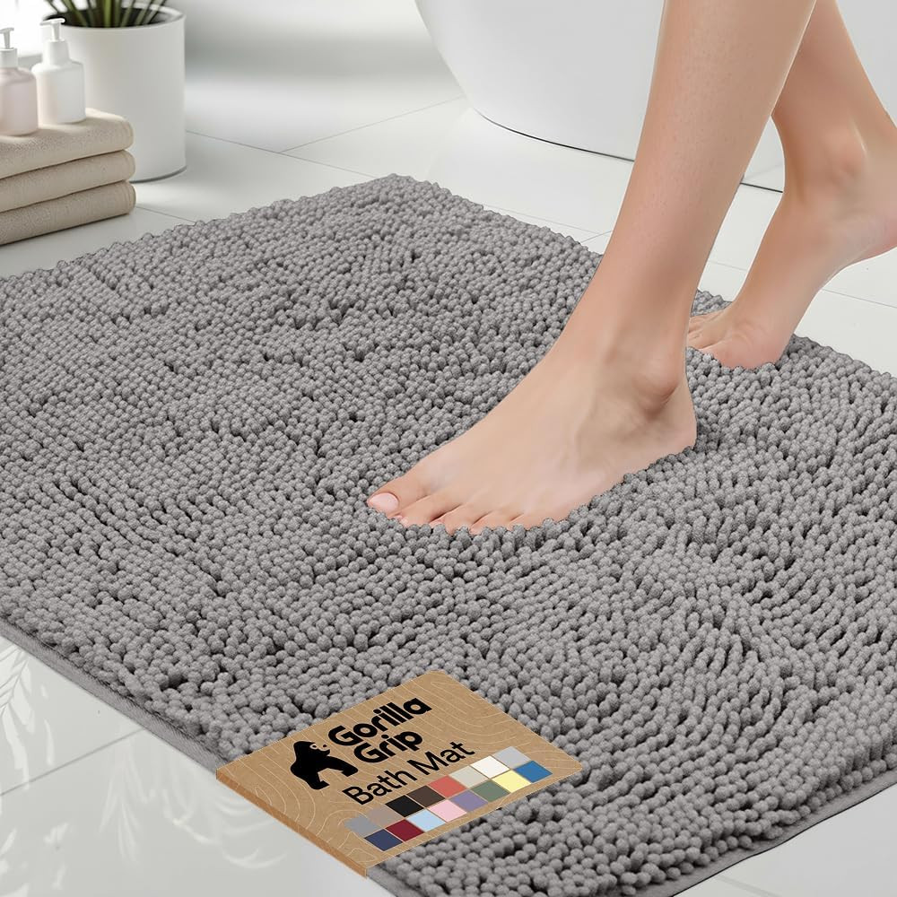 GORILLA GRIP Bath Rug Mat, Thick Soft Absorbent Chenille, Quick Dry Microfiber M