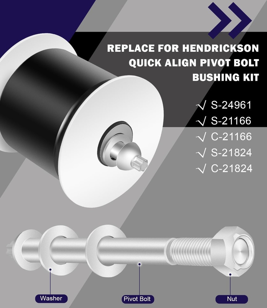 Replace for Hendrickson S-24691 S-21166 Quick Align Pivot Bolt Bushing Kit