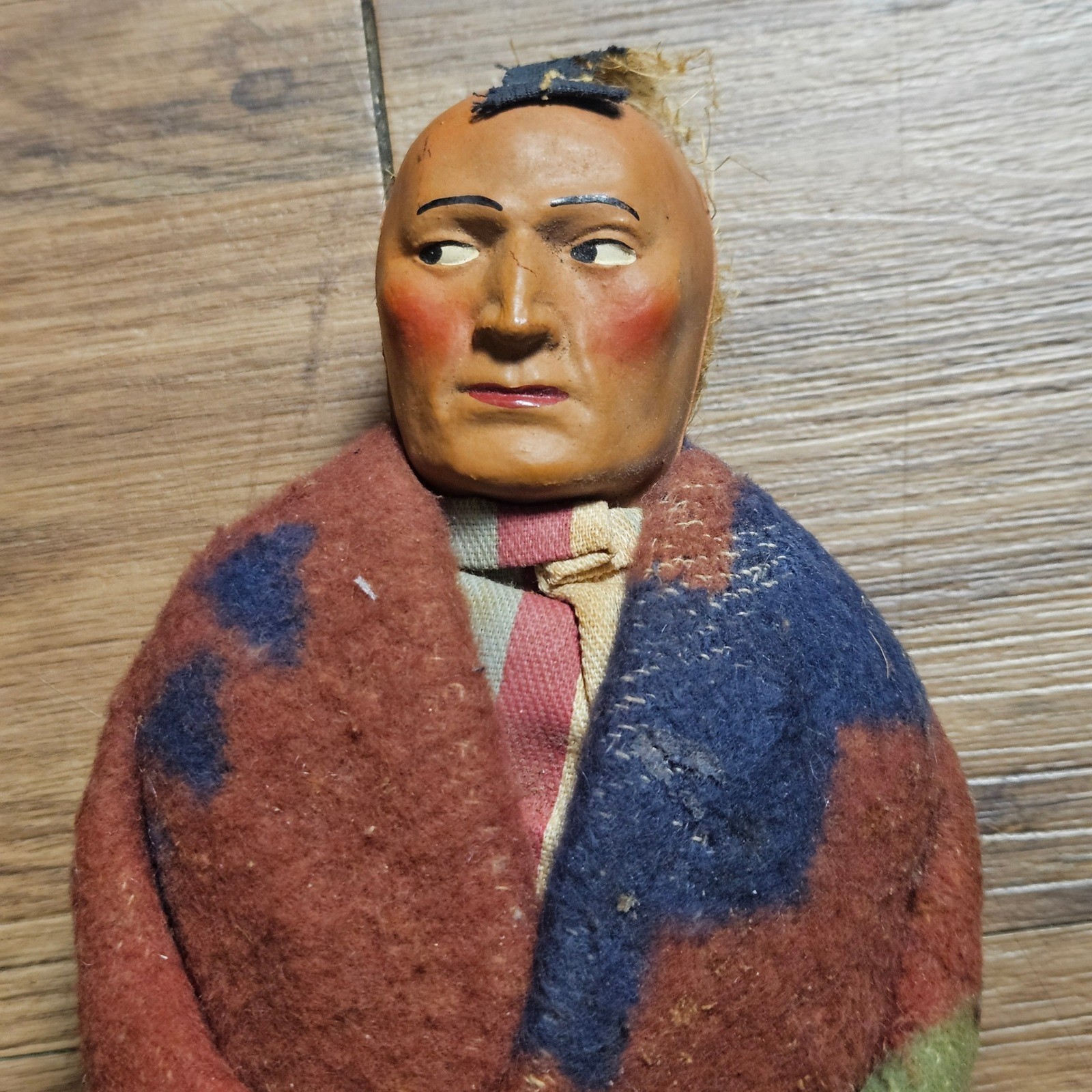 Vintage Skookum Native American Doll 12" Blanket Wrapped Wood Southwestern