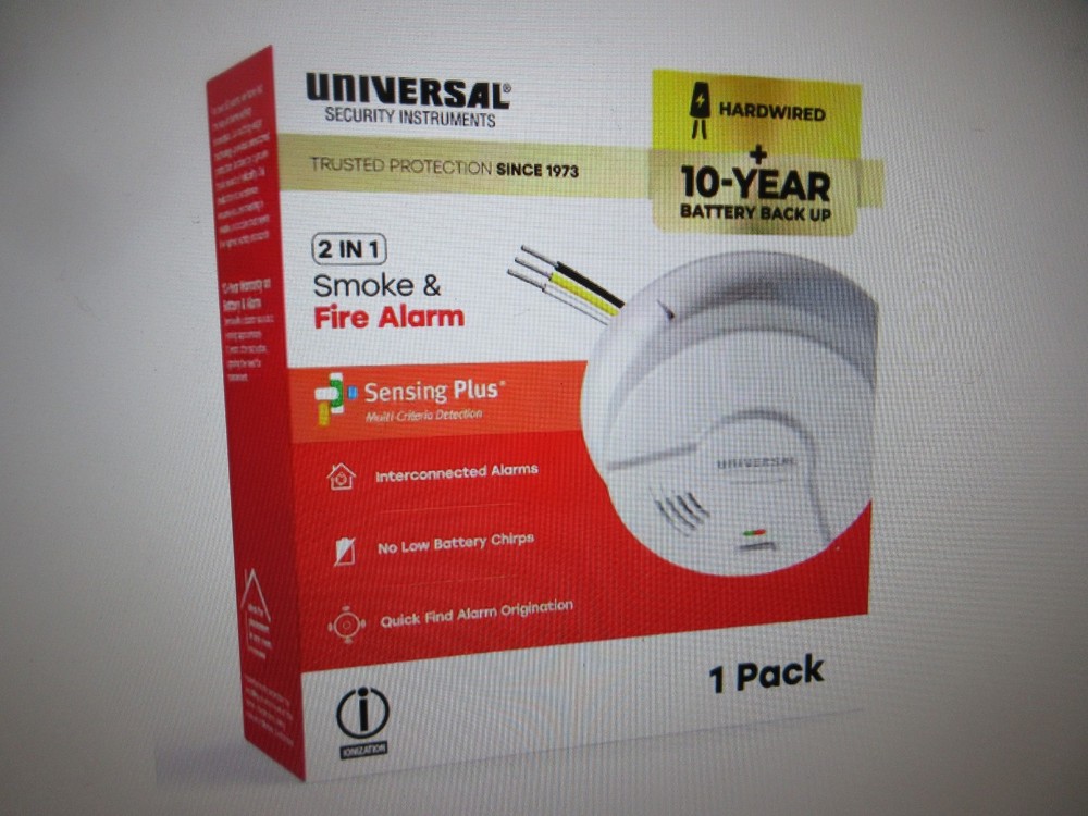 Universal Hardwired 10-Year Battery Backup Smoke Detector with Ionization Sensor