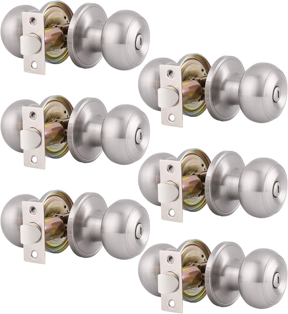 6 Pack Bathroom Bedroom Door Knobs Hardware, round Privacy Knobs Locksets Interi