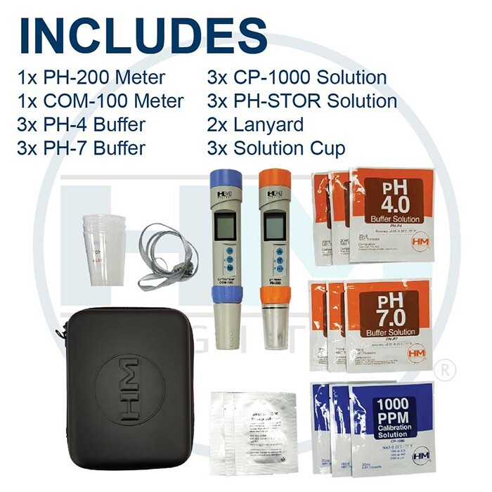 HM Digital COM-100,PH-200, Protective Case & Solutions BEST HYDRO GROWERS KIT !!
