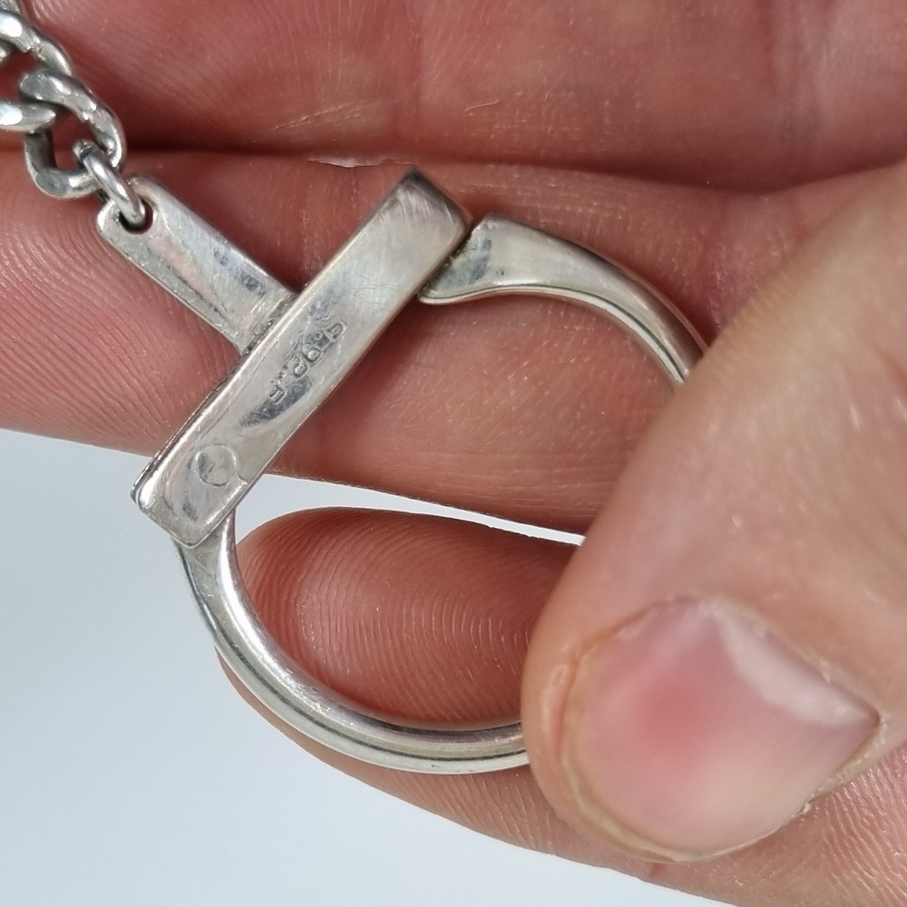 Solid Silver Miniature Golf Bag Key Ring Stamped 925