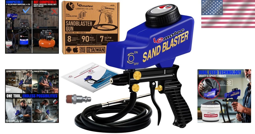 Complete Sand Blasting Kit with Ceramic Siphon Function - For Fine Detail Work