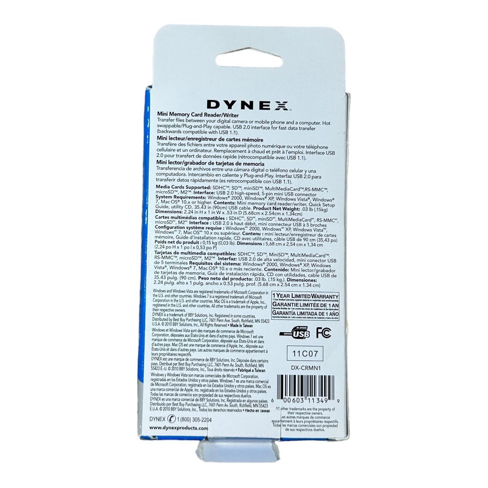 Dynex DX-CRMN1 Mini Memory Card Reader/Writer TESTED