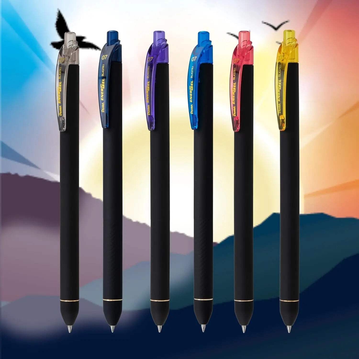 Pentel EnerGel Kuro Shades of Dawn, Assorted Ink, 6-pk
