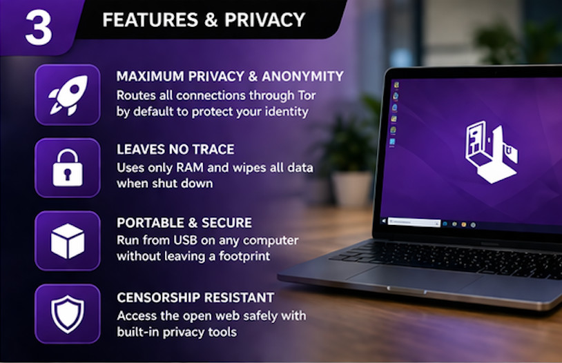 Tails Linux LATEST Bootable USB Drive 64 Bit Live System Tor Browser Privacy OS